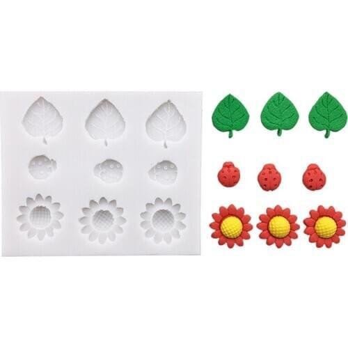 Sunflower Ladybird Leaf Silicone Sugarcraft Mold Chocolate Cupcake Baking Fondant Cake Decorating Tools