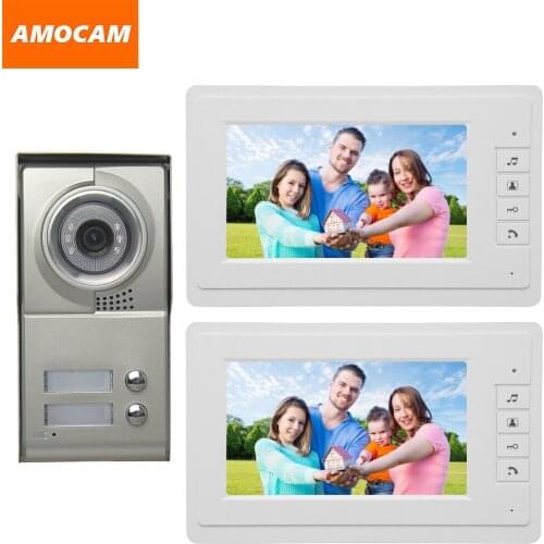 2 Units Apartment Video intercom system 7" Monitor Video Door Phone Aluminum Alloy IR Camera for 2-households video Doorbell