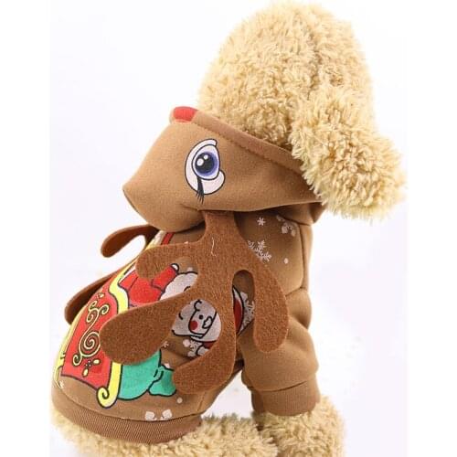 Cute Santa Elk Deer Sweater Dog Hoodie Clothes Pet Cat Pullover Costume Dog Dress Christmas Puppy Dogs for Puppy Cat Accessories