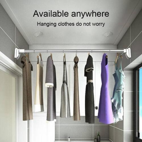 Telescopically Adjustable Curtain Bar Wardrobe Clothes Rail Towel Hanging Bar Shower Curtain Rod Stainless Steel Drying Rack