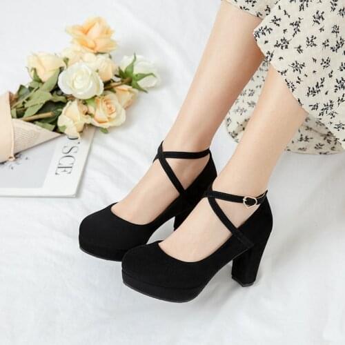 Platform Heels Mary Jane Womens Shoes 2021 New Style Thick Heel Shoes Female Round Toe Gothic Lace Lolita Pumps Size 47