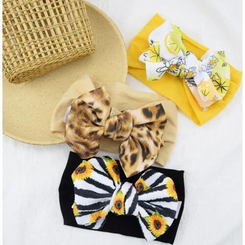 Printed Bow Turban Baby Girl Headbands Hair Accessories Baby Accessories Stretchy Soft Hairbands Newborn Toddle Hairbow