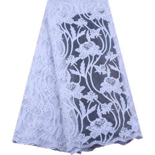 High Quality 2019 African French Net Lace Fabric Embroidered Nigerian Lace Fabric 5Yards Guipure Cord Lace With Stones A1567