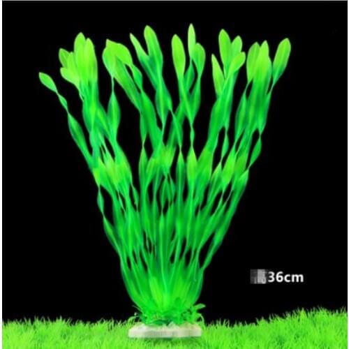 Height 14 inch 17 Designs Aquarium Fish Tank Green Plant Plastic Grass Decoration Ornament (14")