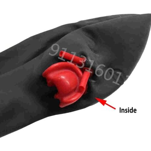 WOMEN Latex Hood New 3D hoods latex hood mask w red TEETH AND 15CM NOSE TUBE(FIT 54-57CM)