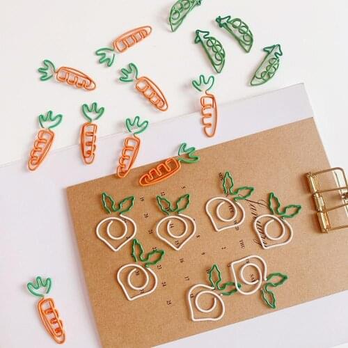 10 pcs/lot Creative Carrot Shaped Children Kawaii Metal Paper Clip Bookmark Stationery Cartoon School Office Student Supplies
