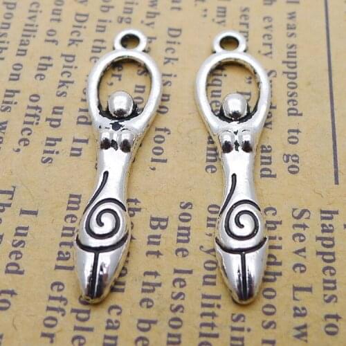 Newest 10 Pieces 9*33mm Mixed Alloy Antique Silver Color Sun Goddess Charms Angel Pendant Accessory For DIY Jewelry Making