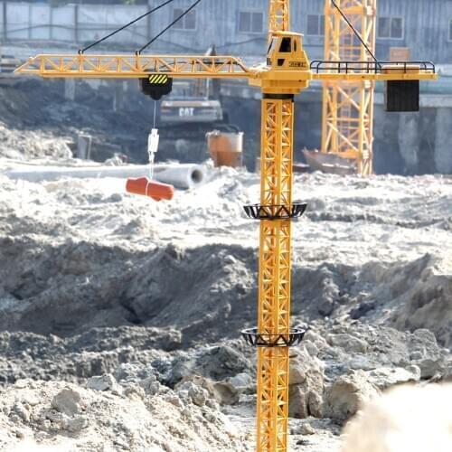 2.4G 1.28M RC Tower Crane 6 Channels Kids Construction Crane Toys With Light And 680 Degree Rotation Control RC Tower Crane Toy