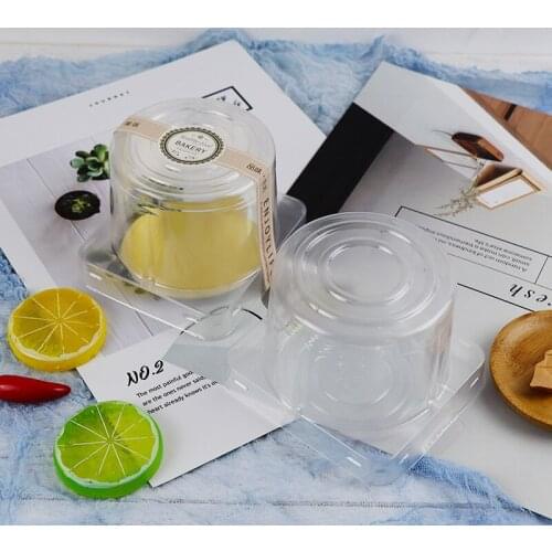 50pcs Net red Q cute small cak box round transparnet plastic boxes baking packaging decoraiton mousse pastry box DIY gift box