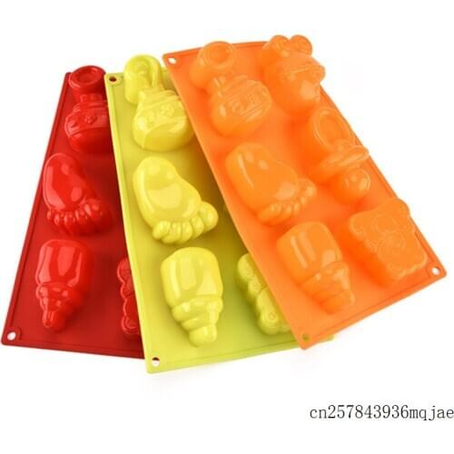 50pcs Baby Stuff Cake Mold Baby Nipper Feeding Bottle Chocolate Moulds Foot and Bear ect Soap Mould Silicone Baby Soap Mold