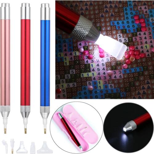 7Pcs Diamond Painting Tool Angled Tip Point Drill Pen Kits Lighting Drill Pen for 5D Diamond Painting with Diamonds Accessories