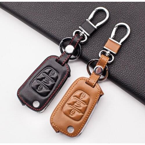 99% Praise genuine leather cover for kia ceed picanto sportage for hyundai i20 i30 ix35 3 button Protect Shell Car-styling