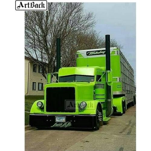 New 5d diy diamond painting green truck home decoration full square drill rhinestone 3d diamond embroidery artwork