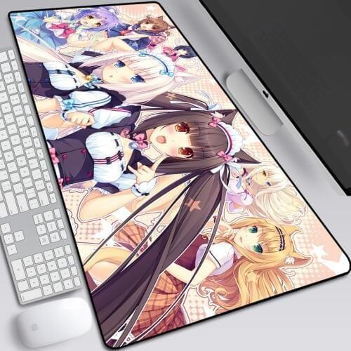 Nekopara Large Pad Mouse Mat Anime Print Computer Gamer Locking Edge Mousepad Keyboard Mice 30x80cm