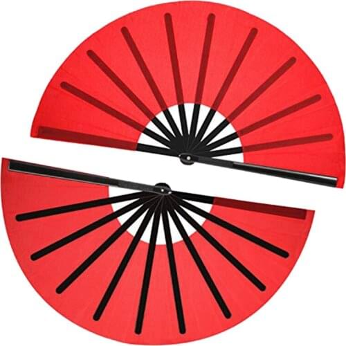 2 Pieces Large Folding Fan Nylon Cloth Handheld Folding Fan Chinese Kung Fu Tai Chi Fan Decoration Fold Hand Fan for Party Favor