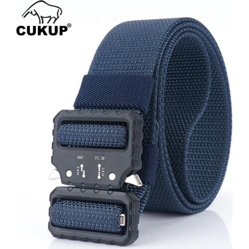 CUKUP Unisex Design Tactical Multifunctional Belt Vertical Drop Training Army Fan Buckle Nylon & Canvas Belts 3.8cm Wide CBCK259
