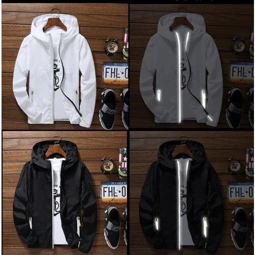 DIY Custom Mens Women Summer Hooded Reflective Jacket Super Thin Windbreaker Coat Sunscreen Waterproof Jackets Plus Size 7XL