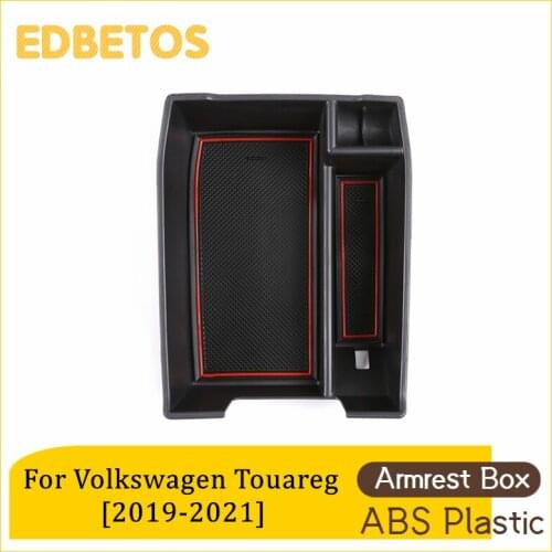 For Volkswagen Touareg 3th Auto Accessories Car Central Armrest Storage Box Black Auto Container Glove Organizer Case 2019 2020