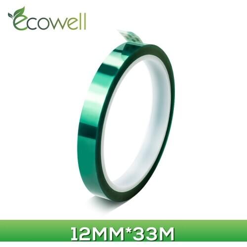 Ecowell 1pcs 12mm for PCB Solder Plating Insulation Protection Green PET High Temperature tape 33m length Masking Shielding Tape