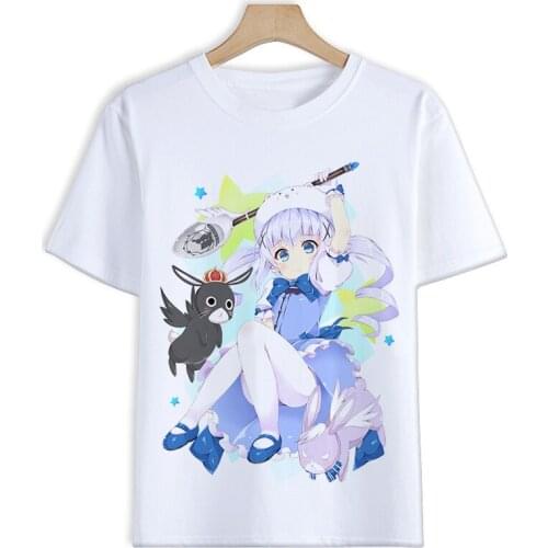 Anime Is the order a rabbit Cosplay T Shirt Hoto Kokoa Kafuu Chino Cartoon Print Summer T-Shirt Casual Fashion Top Tee Costume