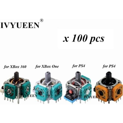 IVYUEEN 100 Pcs for Dualshock 4 PS4 DS4 Pro Slim Controller 3D Joystick Thumbstick Cap for XBox One S X 360 Analog Sensor Sticks