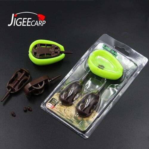 JIGEECARP 1 Set Fishing Inline Safe Flat Method Feeder Set with Bait Moulds Spare Inserts Carp Fishing Tackle Brown 30g 40g 50g