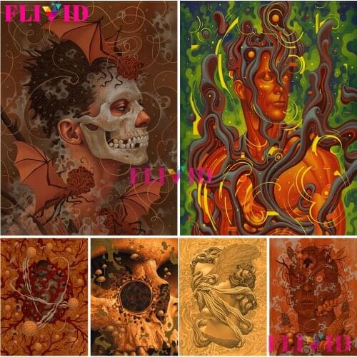 Absurd Hell Oil Painting Posters And Prints Minotaur And Alchemy Canvas Painting For Living,Bar,Club Room Decoration Unframed