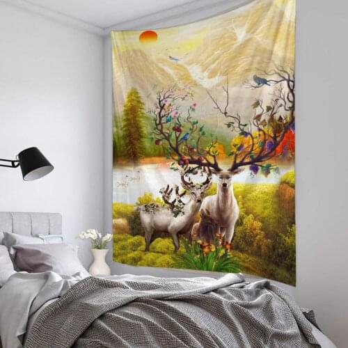 Oil painting, scenery, beautiful scenery, bedside tapestry, wall decoration hanging cloth, soft, comfortable and easy to care