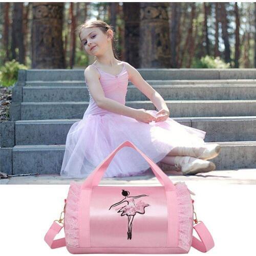 Lace Ruched Shoulder Bag Girls Latin Dance Bag Crossbody Bag For Girls Pink Ballet Dance Tote Bag Embroidery Gym Bag Shoulder