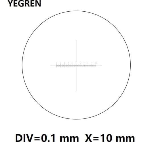 DIV 0.1 mm Microscope Eyepiece Micrometer Cross Reticle Calibration X=10 mm Ruler Scale Measurement Ocular Micrometer