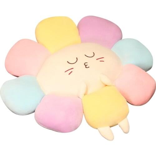 60/70/95CM Soft Smile Flowers Plush Pillow Lovely Colorful Sunflower Toy Nice Floor Mat Room Decor Birthday Gifts Sofa Cushion