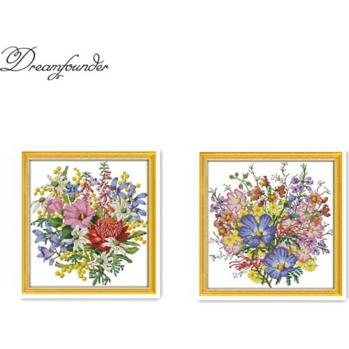 Wild bouquet cross stitch kit aida 14ct 11ct count printed canvas stitches embroidery DIY handmade needlework