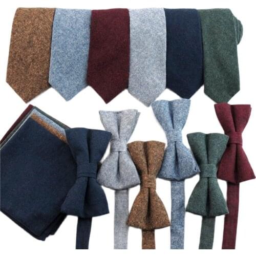 Cotton Tie Set Men Necktie Bowtie Pocket Square Hanky Narrow Ties For Men Wedding Party Suit Shirt Dress Gravata Slim Cravate