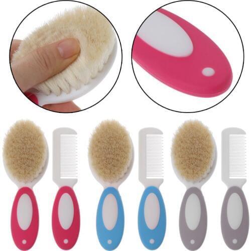 2pcs Portable Soft Newborn Baby Hair Brush Baby Kids Comb Child Hairbrush Sets Boys Girls Head Massager T3LA