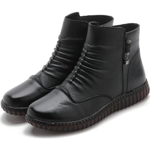 New Rhinestone Genuine Leather Autumn Ankle Boots Fashion Casual Boots Flat Sneaker Comfortable Warm Winter Boots Womens Boots