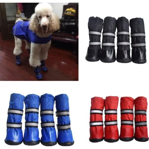Dog Shoes Waterproof Snow Proof High Nonslip Warm Autumn Winter For Medium And Large Dogs Shoes Supplies Rubber Boots