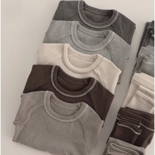 2021 Autumn Korean&Japanese Style Children Lounge Set Baby Boys Girls Cotton Pajamas Kids Cozy Sleepwear Evening Suit i