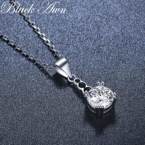 2021 New Black Awn Silver Necklace Genuine 100% 925 Sterling Silver Necklace Women Jewelry Leaf Pendants P206