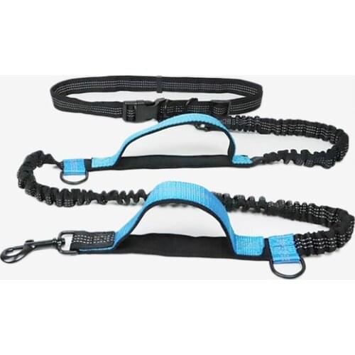Pet Leashes Dog Leash Traction Rope Thicken 2 handle Reflective Double Elastic Hands Walk Use Solid Adjust Outdoor Running