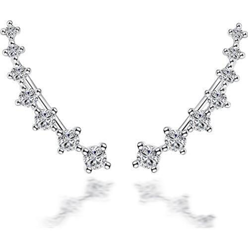 100% 925 sterling silver star shiny crystal ladiesstud earrings for women wholesale jewelry wedding gift drop shipping