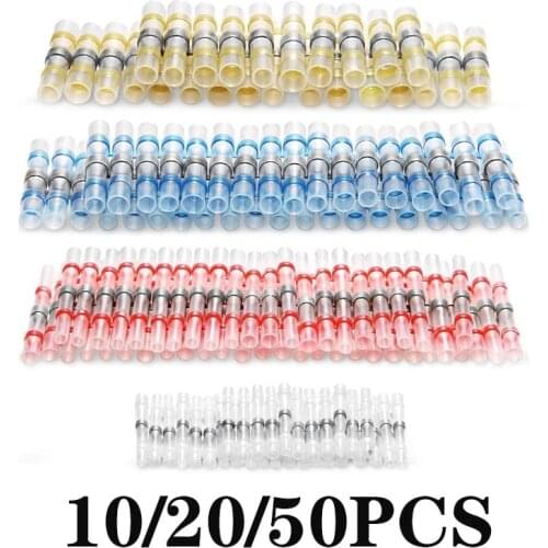 10/50 PCS Solder Seal Wire Connectors- Heat Shrink Solder Butt Connectors - Automotive Marine Insulated- Solder Connector Kit
