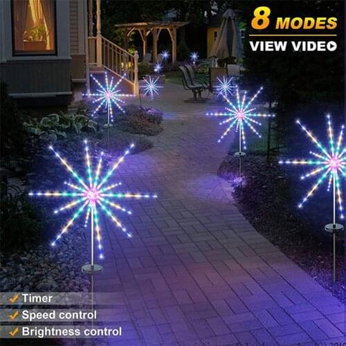 LED Solar Light Outdoor Garden Decor Garland IP65 Waterproof String Lights Firework Starburst Lamp Patio Fairy Decoration Lamps