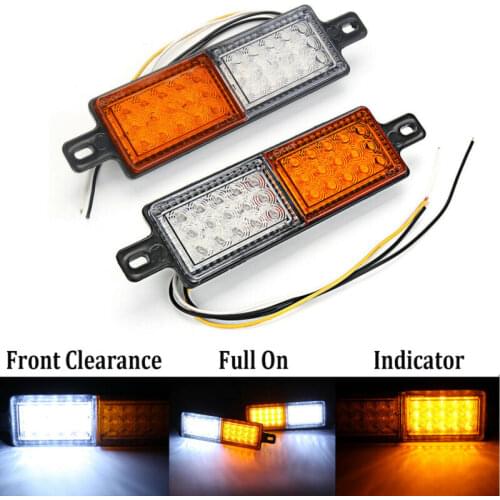 2PCS 30 LED Front Bumper Indicator Park Light Trailer Truck Side Marker Lamp Amber White Waterproof 12/24V Car Accessories Lamp