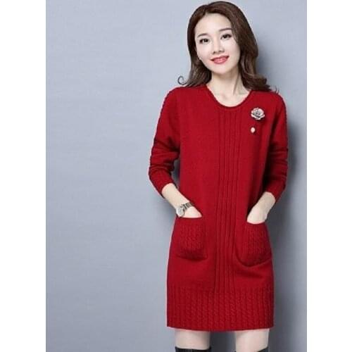 Spring/autumn women sweaters computer knitted o-neck sweater pullover women autumn clothing mid-long sweaters