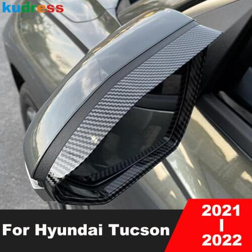 For Hyundai Tucson 2021 2022 Carbon Fiber Side Door Rearview Mirror Rain Shield Sun Visor Shade Cover Trim Car Styling 2pcs/set