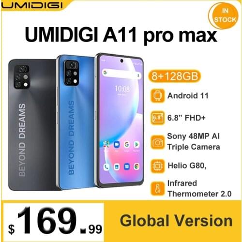 [World Premiere]UMIDIGI A11 Pro Max 8GB+128GB Global Version Smartphone Helio G80 6.8"FHD+Screen 48MP AI Triple Camera 5150mAh