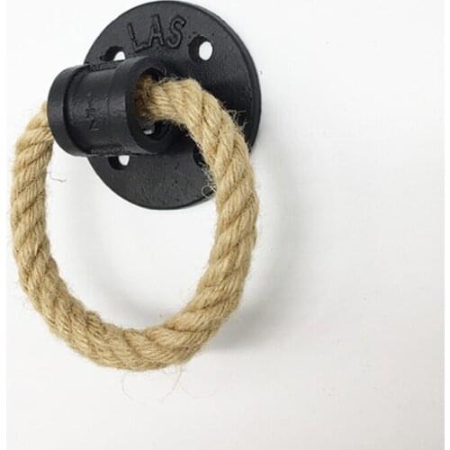 Vintage American drop ring drawer knobs hemp rope black bronze closet handle Cabinet Pulls Furniture Hardware