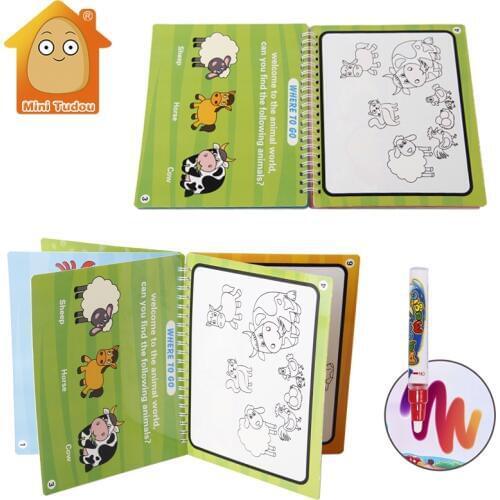 Water Coloring Book Painting Drawing Board For Kids Toys Magic Pen Magic Water Drawing Book Baby Learning Writing Tool