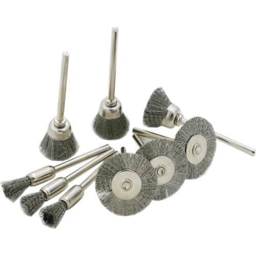 Mini Rotary Stainless Steel Wire Wheel Small Wire Brushes Set Accessories Polishing and Cleaning Rust Brush