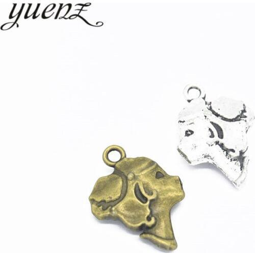 YuenZ 5pcs Antique Silver color 3D Beauty Head Charms Pendants Jewelry Making Metal Charm DIY Handmade Craft 24*18mm I153